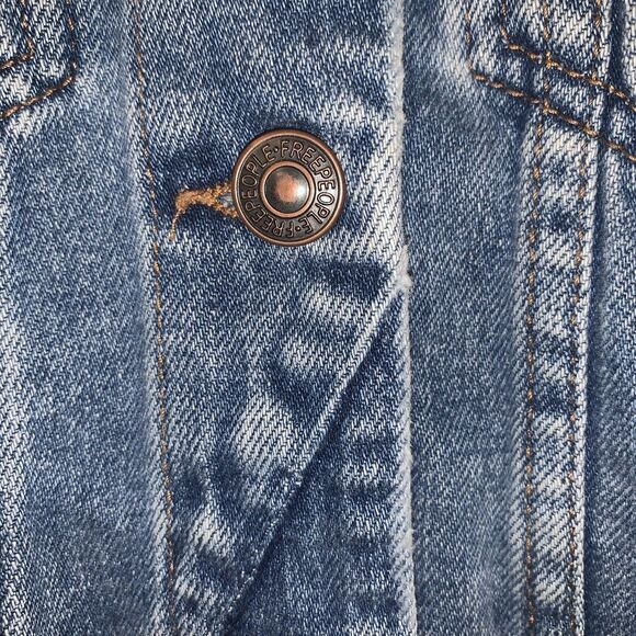 Free People Women’s Jean Jacket Boho Blue Denim Size Small 90's - Picture 3 of 10